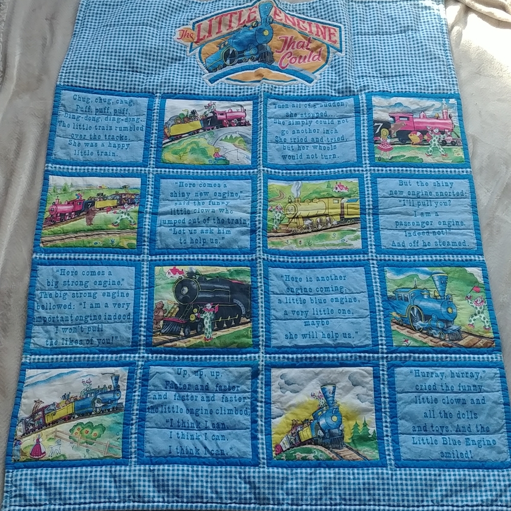 Vintage The Little Engine That Could baby crib blanket handmade